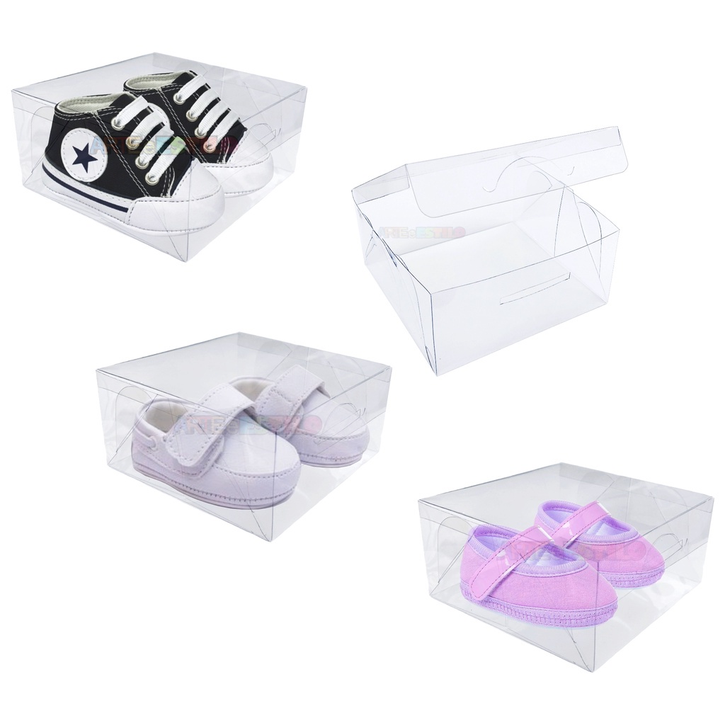 10 Caixas De Acetato Transparente 12x12x6 Caixinha para Presentes Sapatinho Bebê lembrancinhas