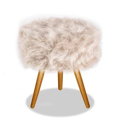 Puf, Puff Para Sala, Hall De Entrada,Quarto, Pelo Alto,Pelinho, Pelúcia, Off White Bege Nude