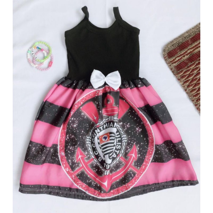vestido temático Corinthians alça infantil em Oferta na Shopee