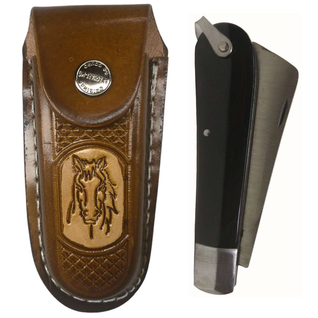 Canivete Prock Grande Aço Carbono Cabo PVC Com Bainha Couro