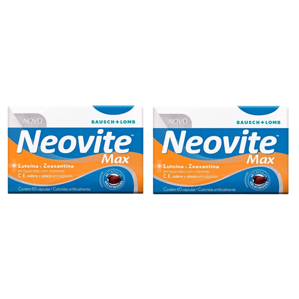 2 caixas Neovite Max 60 Cápsulas Gelatinosas Luteina e Zeaxantina