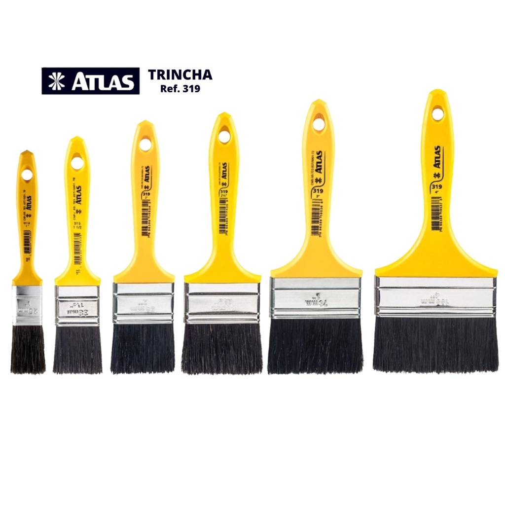 Trincha Pincel Atlas 319 Esmalte, Óleo, Verniz Vários Tamanhos em Oferta na Shopee
