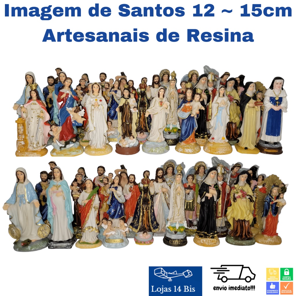Imagem Resina Santo Santa Anjo Maria Jesus São Jose São Judas Nossa Senhora Irma Dulce Variados 12~15cm em Oferta na Shopee