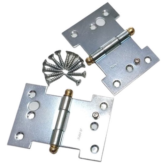 Kit 2 Dobradiças Palmela P/janela Colonial 3' 1/2 com Pino Tipo H - Galvanizada com Parafusos
