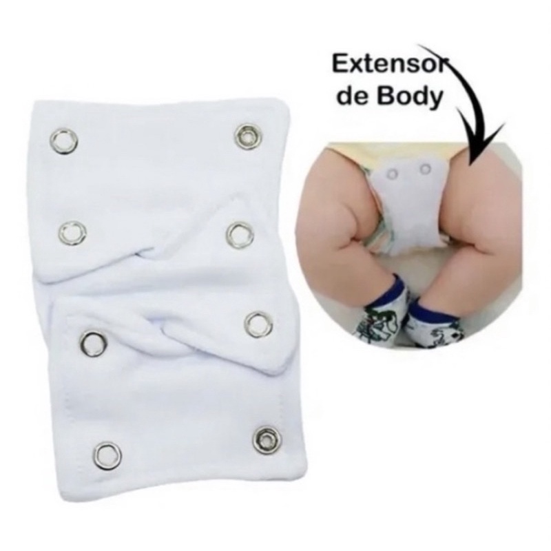 Kit 3 extensor de Body suedine 100% algodão 2 botões