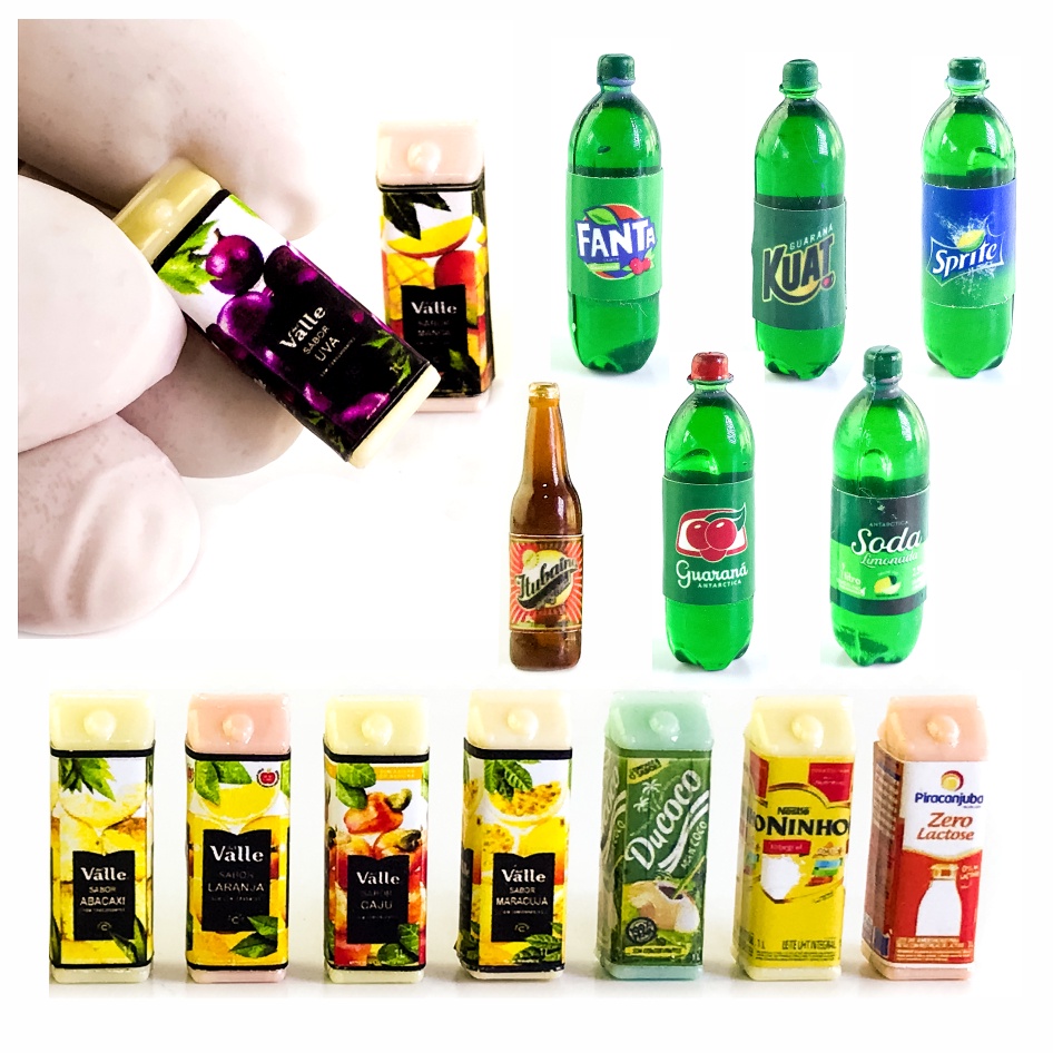Kit Miniatura coleção comidas bebidas KitM4 15 Peças - Não contém líquido