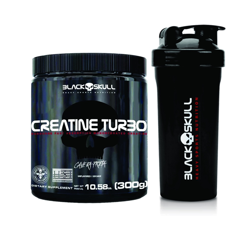 Creatina Monohidratada 300g Turbo Blackskull + Coqueteleira