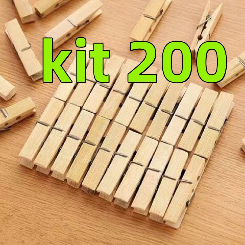 Kit 200 Prendedores De Bambu Para Roupa Meias