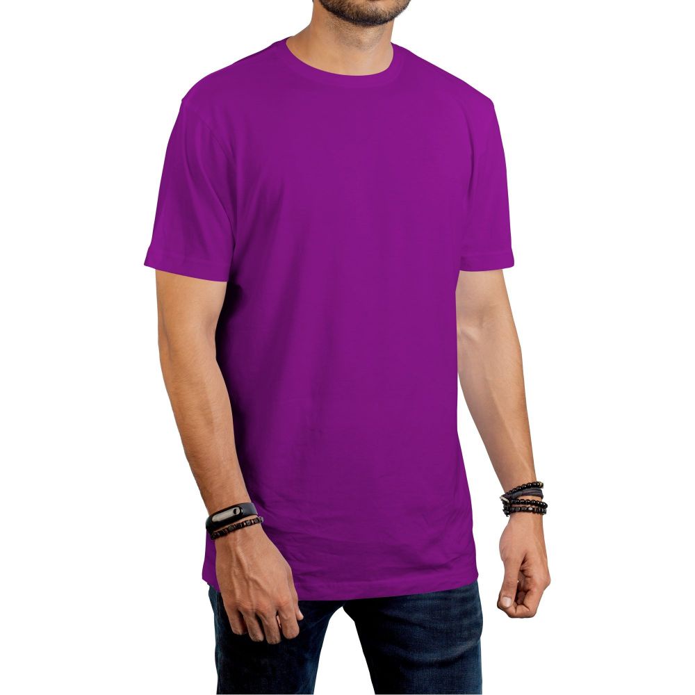 Camisa, Camiseta Básica Lisa Roxa 100% Algodão Premium Fio 30.1 Penteado Pré Lavado Em Promoção