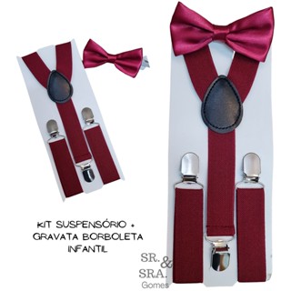 Kit Suspensório Infantil Marsala Para Noivinhos Pajens.