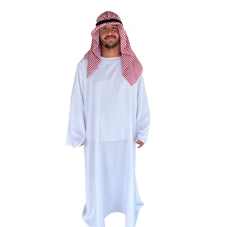 Fantasia Sheik Àrabe Catar Hijab Prince Robe Variações Pano Cabeça Ou Roupa Branco em Oferta na Shopee