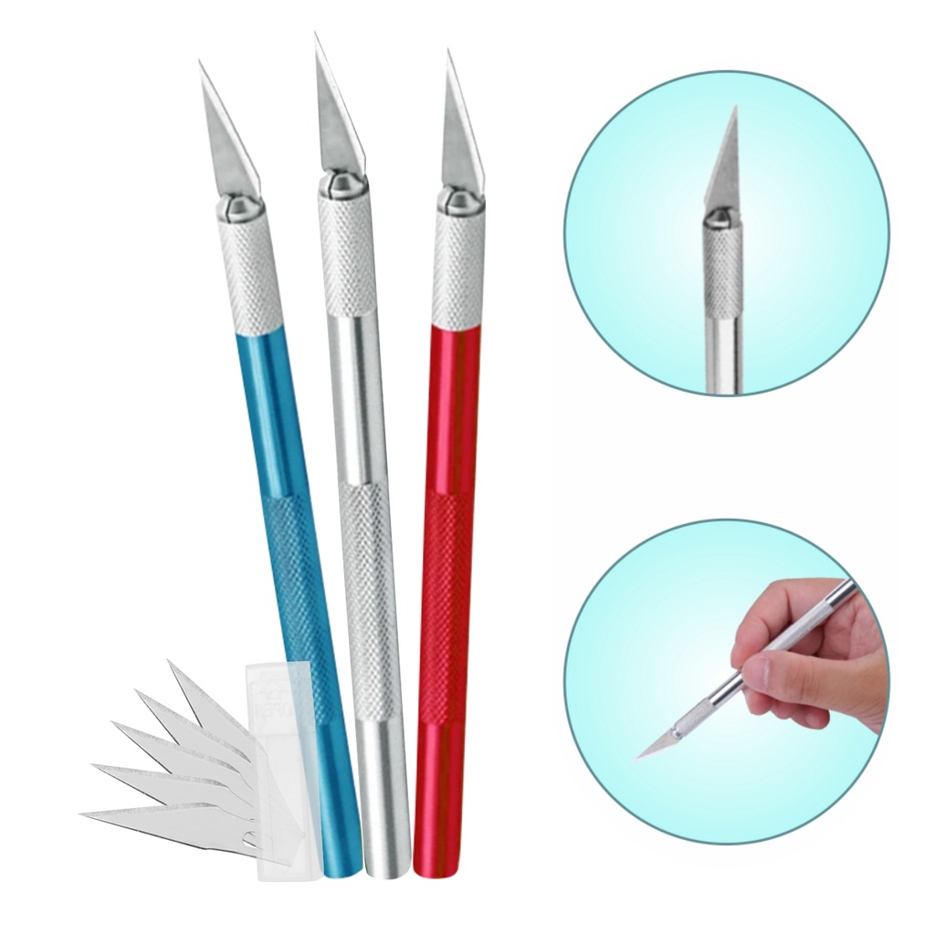 Estilete Bisturi Precisão Profissional 5 Lâminas Artesanato em Oferta na Shopee