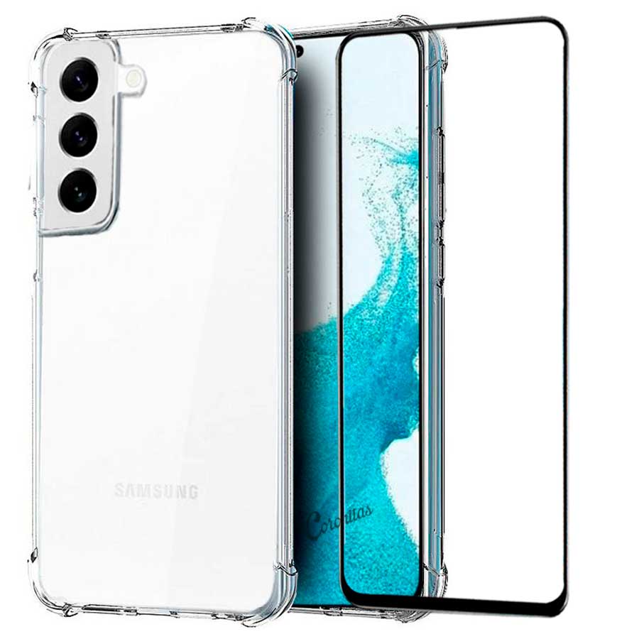 Kit 3x1 Capa Capinha Galaxy S22 Plus Anti queda + Película Frontal 5D + Película de Câmera