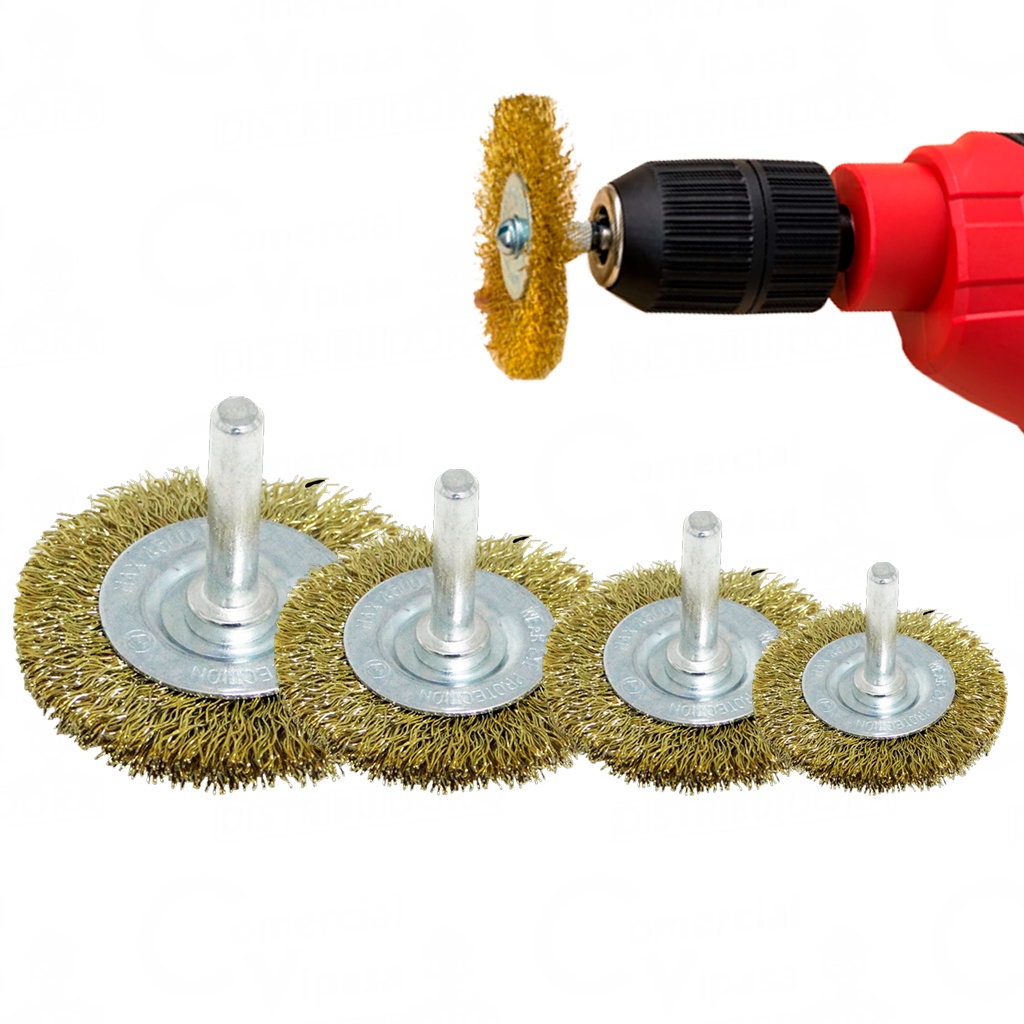 Escova  Circular Aço Carbono 50mm 100mm Haste 1/4 Pol 6mm Limpeza Ferrugem Parafusadeira - Furadeira em Oferta na Shopee
