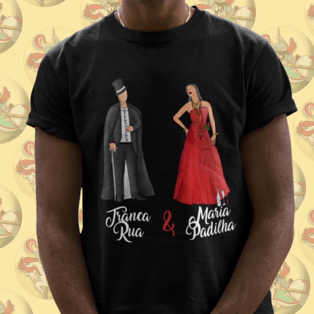 Camiseta Premium Religiosa Orixás Umbanda Candomblé Maria Padilha e Tranca Ruas Algodão 30.1 Arte 117