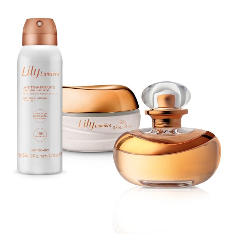 Combo Lily Lumière (3 itens) (Eau de Parfum 75ml + Creme Acetinado + Aerossol)