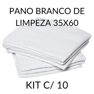 Pano branco para limpeza - kit c/10 - Tamanho 35x60 cm.