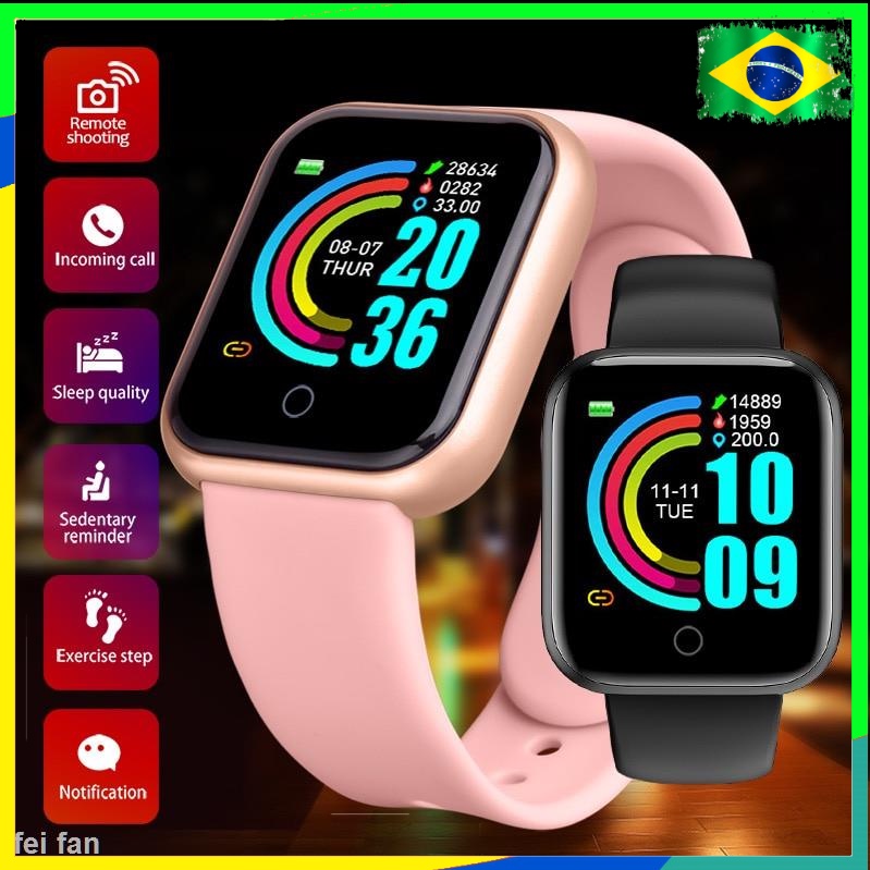 Y68 Smartwatch Relógio Inteligente Frequência Cardíaca Sangue Envio do Brasil