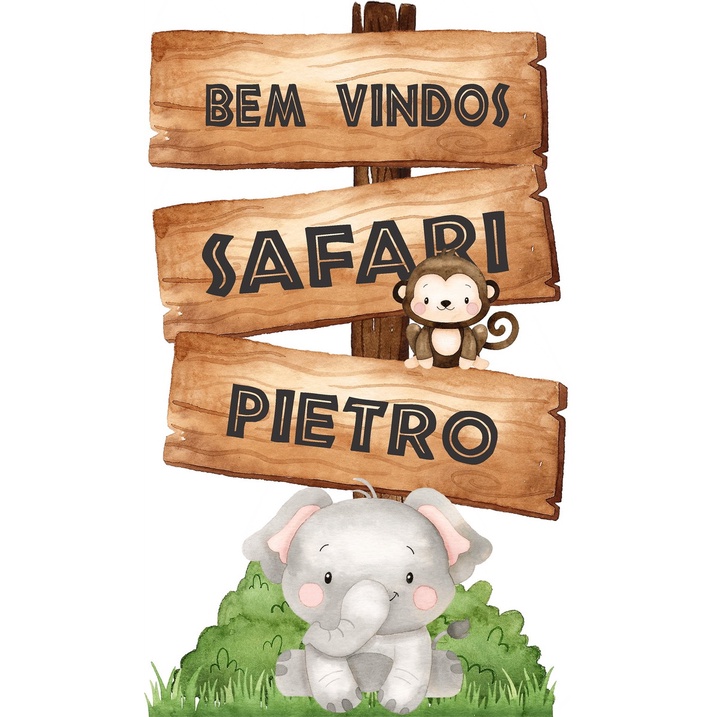 1 display placa seta indicadora mdf cenário safari baby personalizamos nome decoração festa