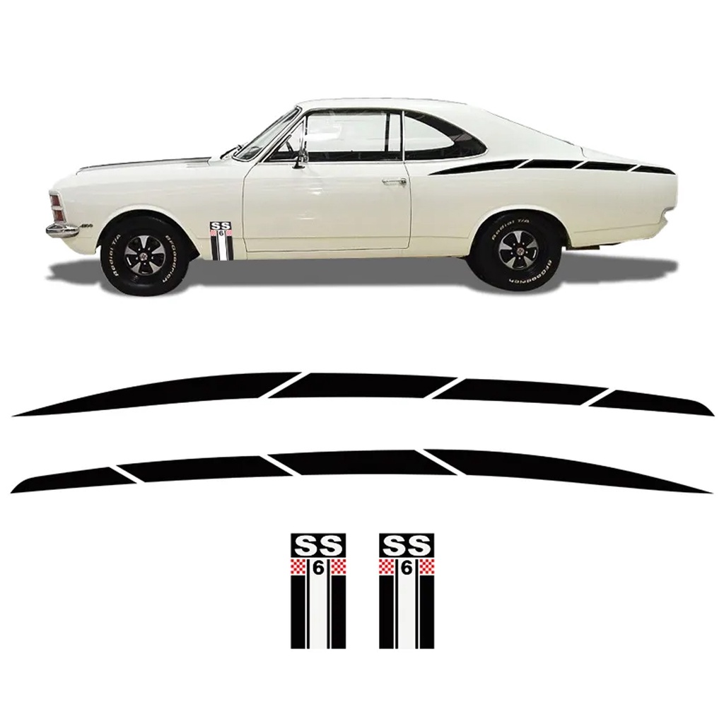 Kit Adesivo Faixa Lateral Chevrolet Opala SS 6 1975