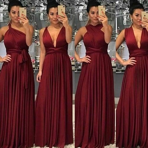 Confira Vestido Longo Feminino Varias Formas Multiuso Festa Casamento formatura com 20% De Desconto Somente na Shopee agora!