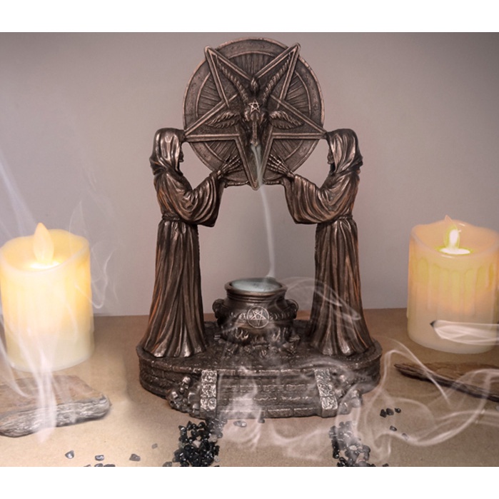 Imagem Incensário Baphomet Cascata de Fumaça Invertida Porta Incensos Veronese Design