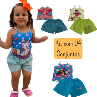 Kit com 04 Conjunto Infantil Feminino (1 a 3 anos) Roupas de Menina