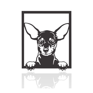 Quadro Placa Decorativa 1 peça Pinscher Preto e Branco