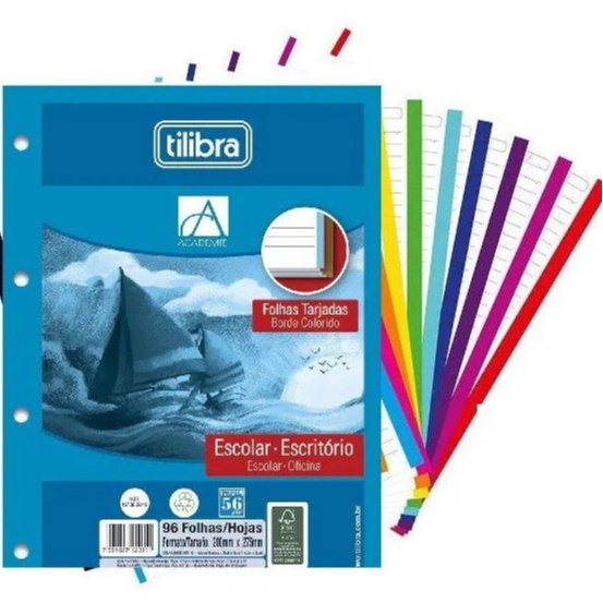 Bloco De Folhas Para Fichário E Caderno Argolado Tarjado 96 Folhas Tilibra Académie Super 3603