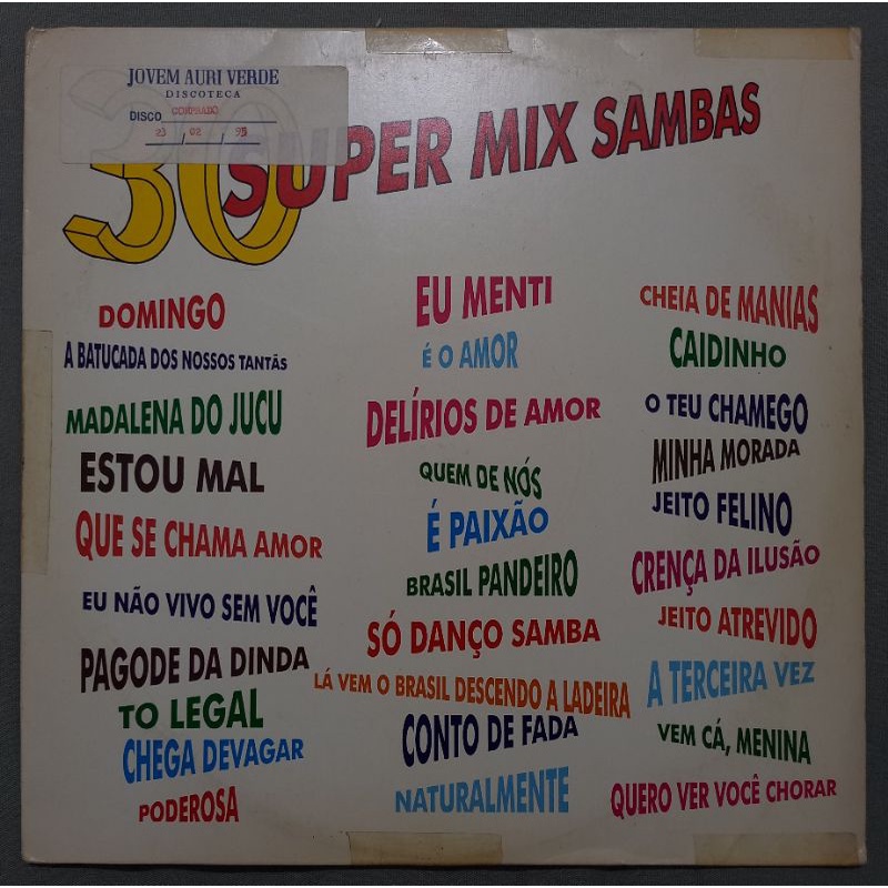 Disco de Vinil LP 30 Super Mix Sambas