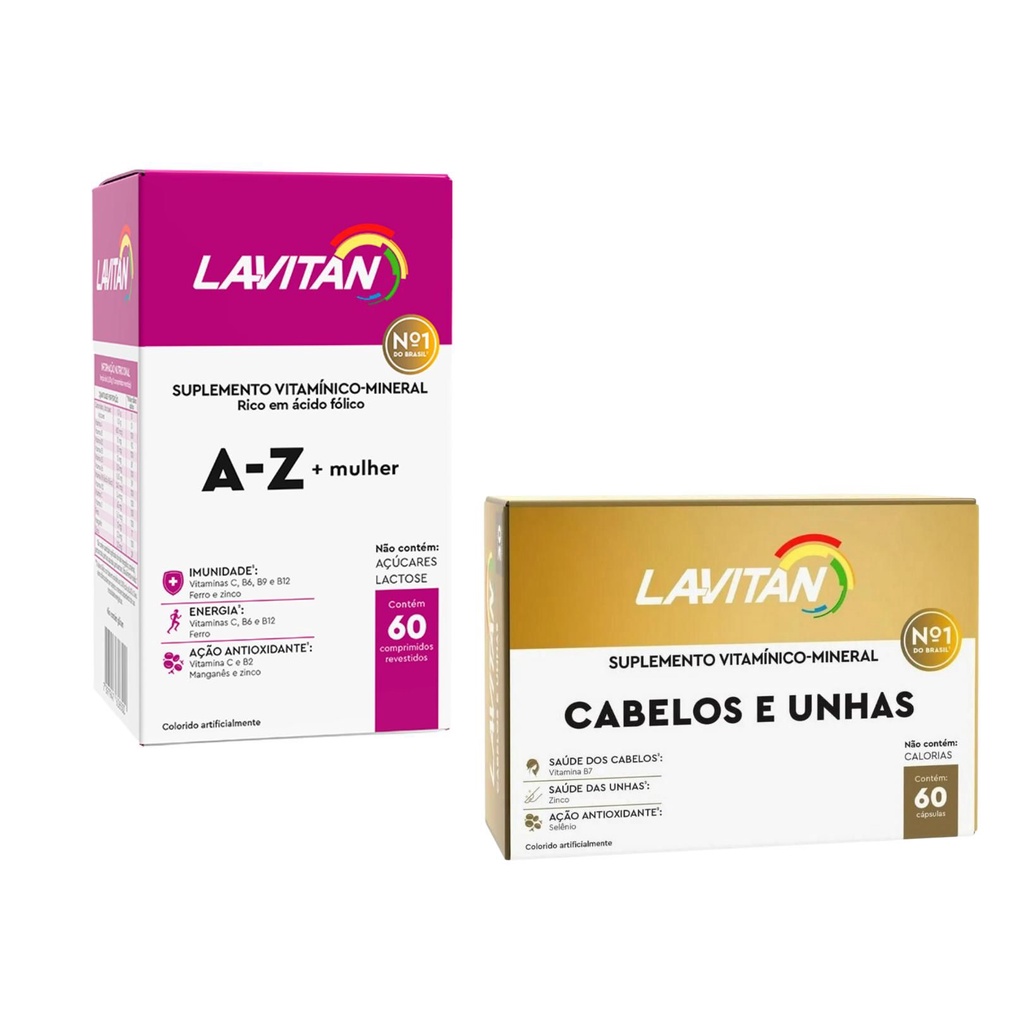 Kit Lavitan AZ Mulher c/60 comprimidos + lavitan cabelos e unhas c/60