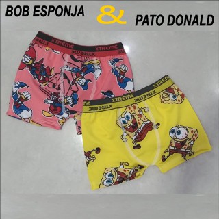 Cueca Box Boxer Infantil (PREMIUM) Bob Esponja e Pato Donald