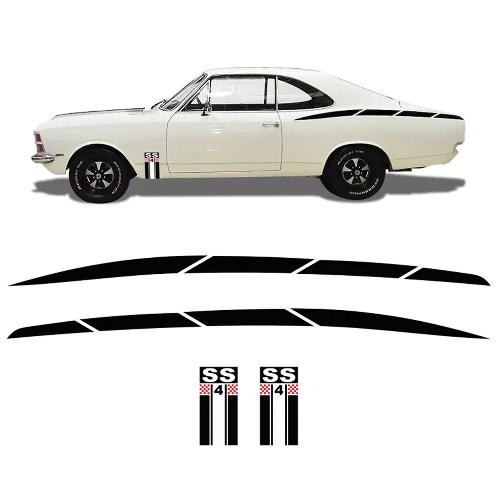 Kit Adesivo Faixa Lateral Chevrolet Opala SS 4 1975