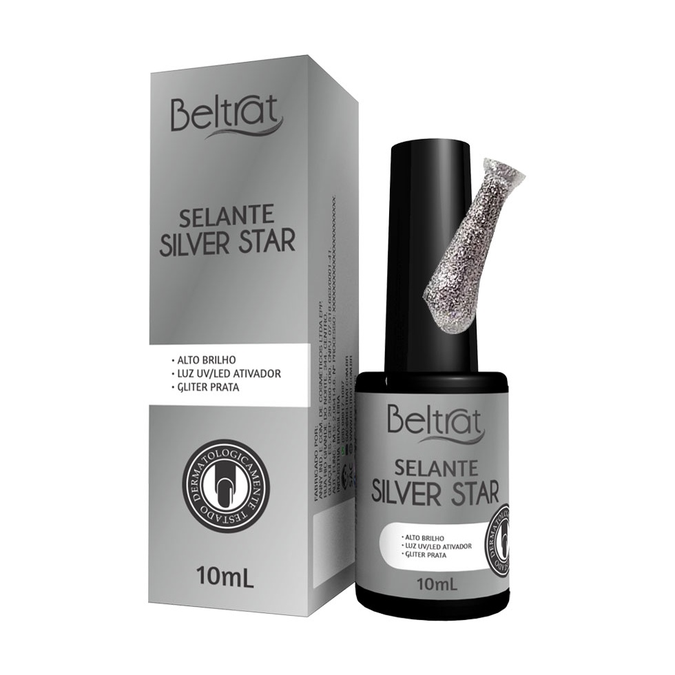 Selante Gliter / Top Coat Finalizador Beltrat Prata Silver 10ml - Envio Rápido