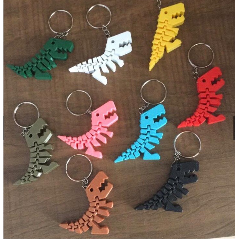 Chaveiro de Dinossauro Articulado - Impressão 3D - Diversas cores