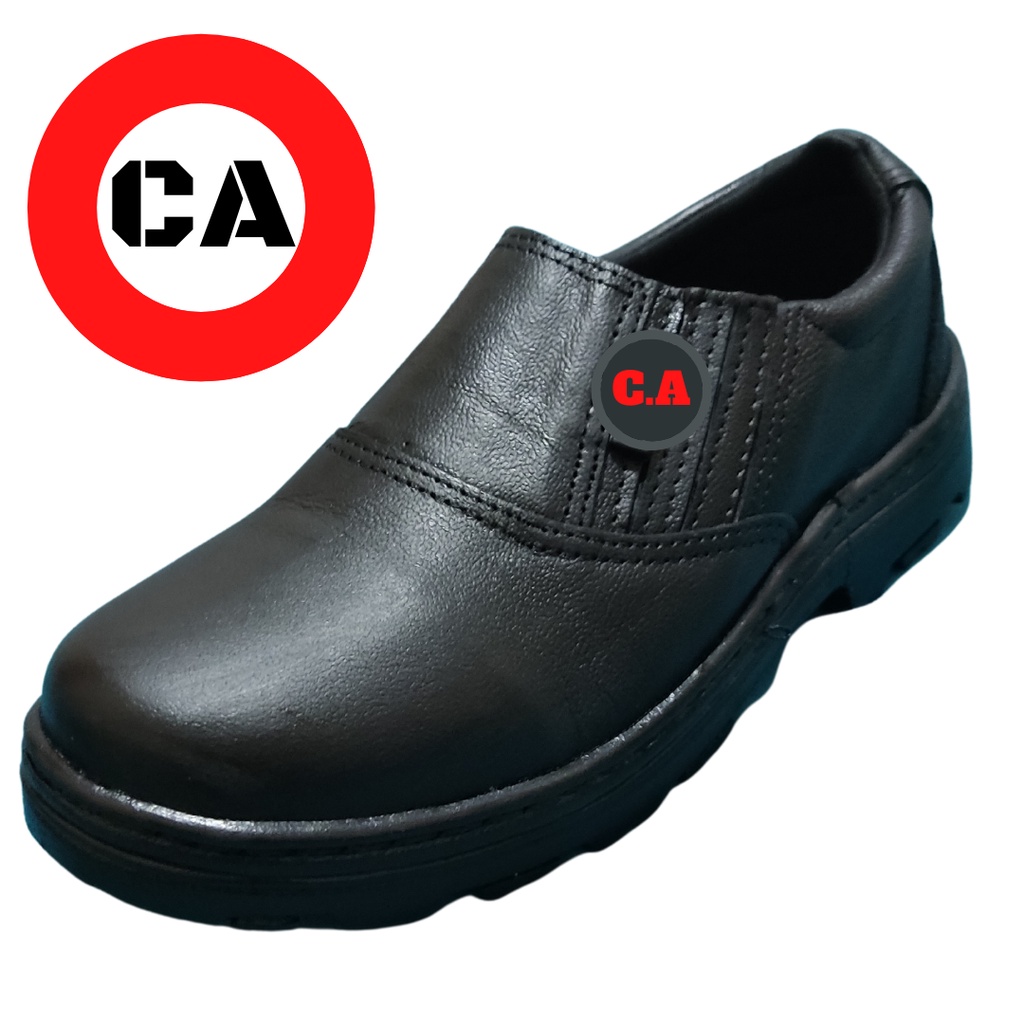 SAPATO DE SEGURANÇA COM CA BICO DE PVC SOLA COLADA E BLAQUEADA