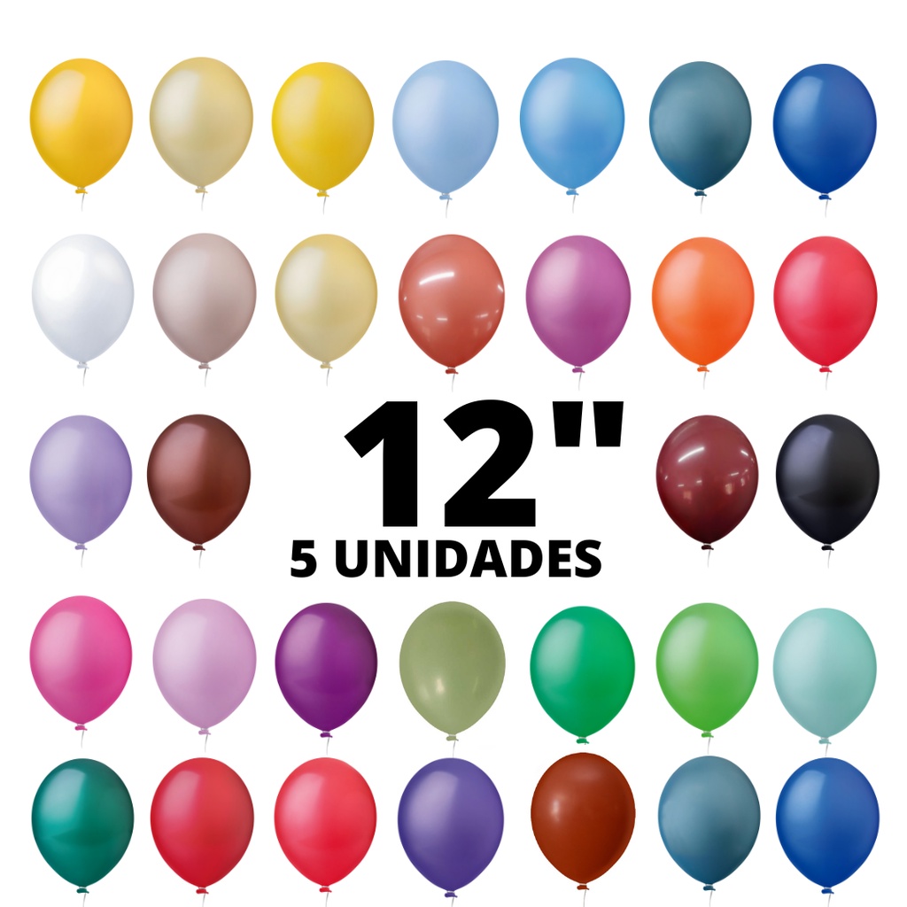 Balão Bexiga Látex 12 Polegadas 5 Unidades