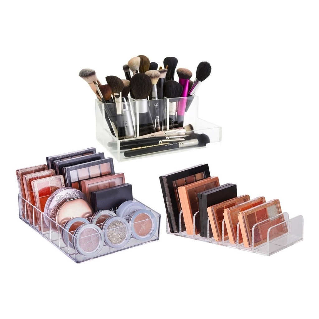 Kit organizador De Maquiagem Acrilico porta pincel paleta sombra blush batom deliniador Completa Ruby Rose Super
