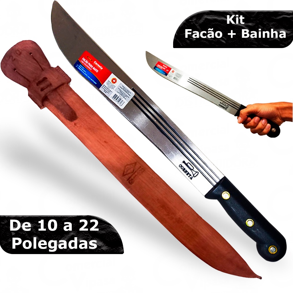 Facão Top Corneta Profissional Original + Bainha De Couro Legítimo - Corneta