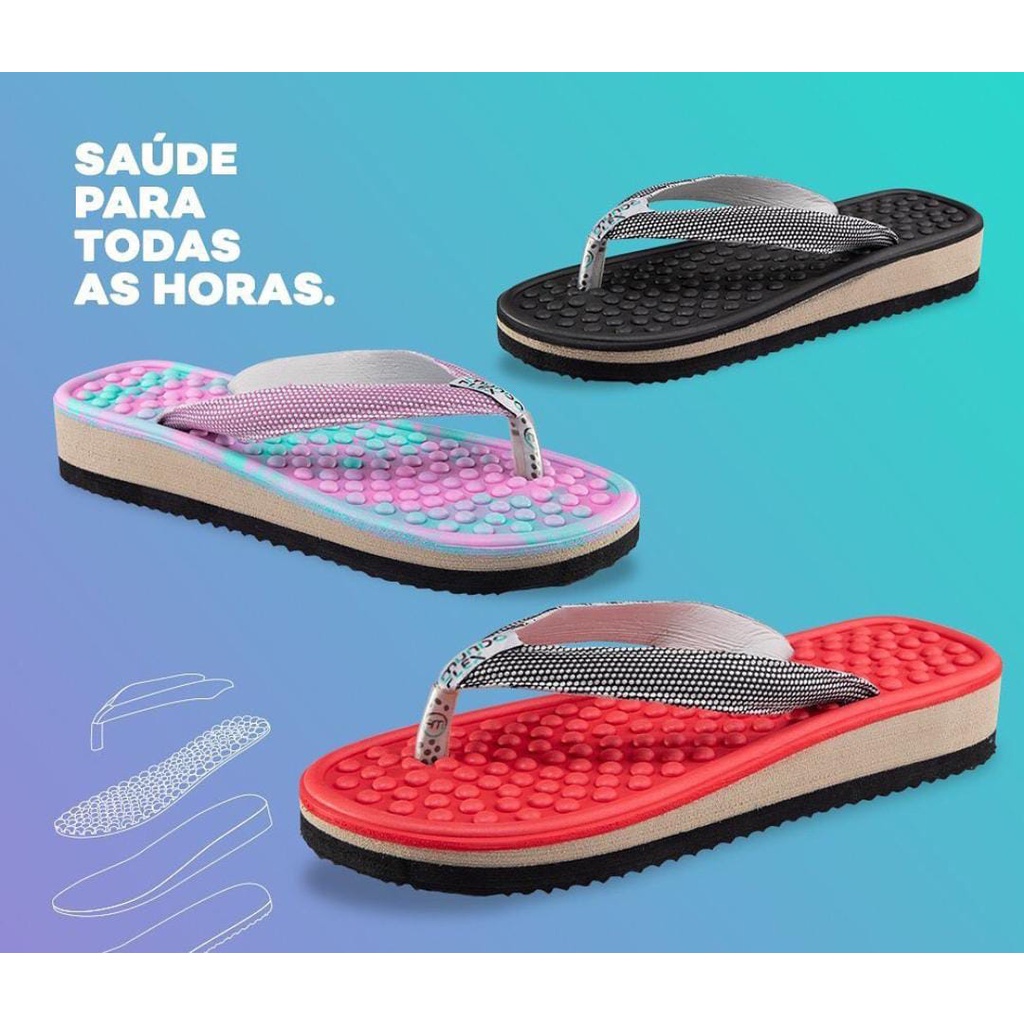 Chinelo Mundo Flex Tamanco Massageador Original Feminino Esporao Fascite Plantar