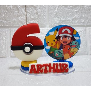 vela de aniversário pokemon topo de bolo biscuit 1,2,3,4,5