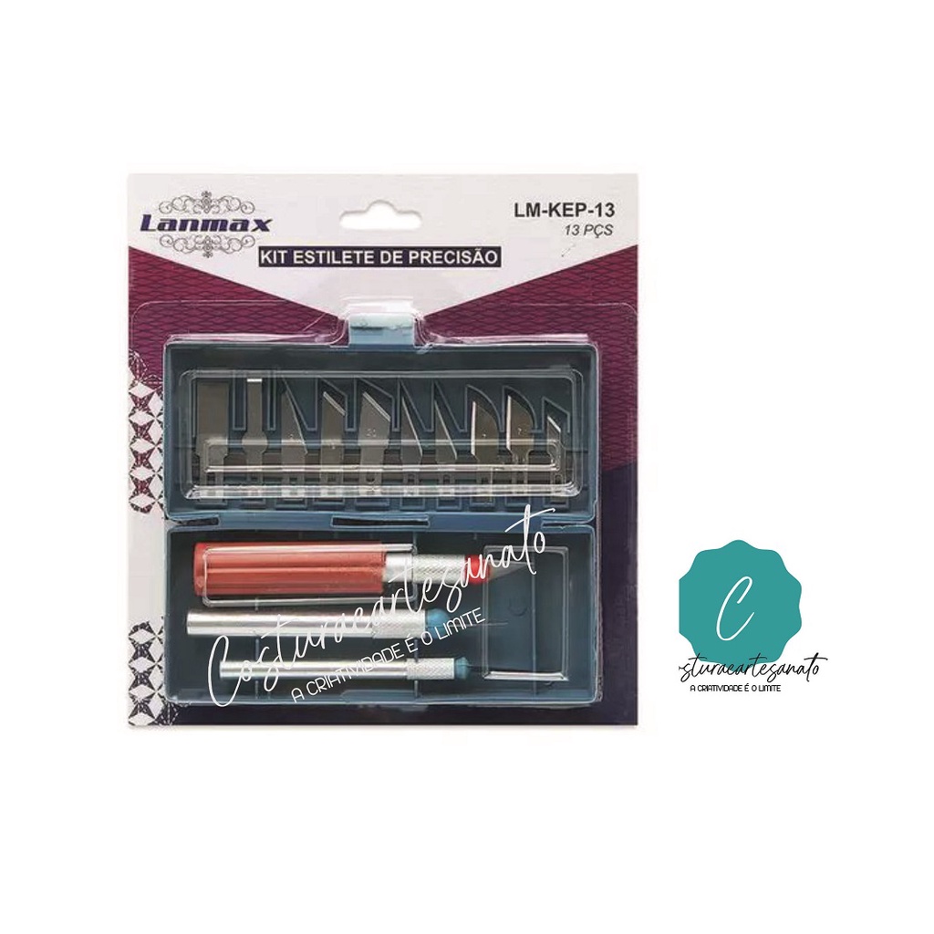 Kit Estilete Precisão Patchwork, Scrapbook Artesanato 13 Lâminas Lanmax