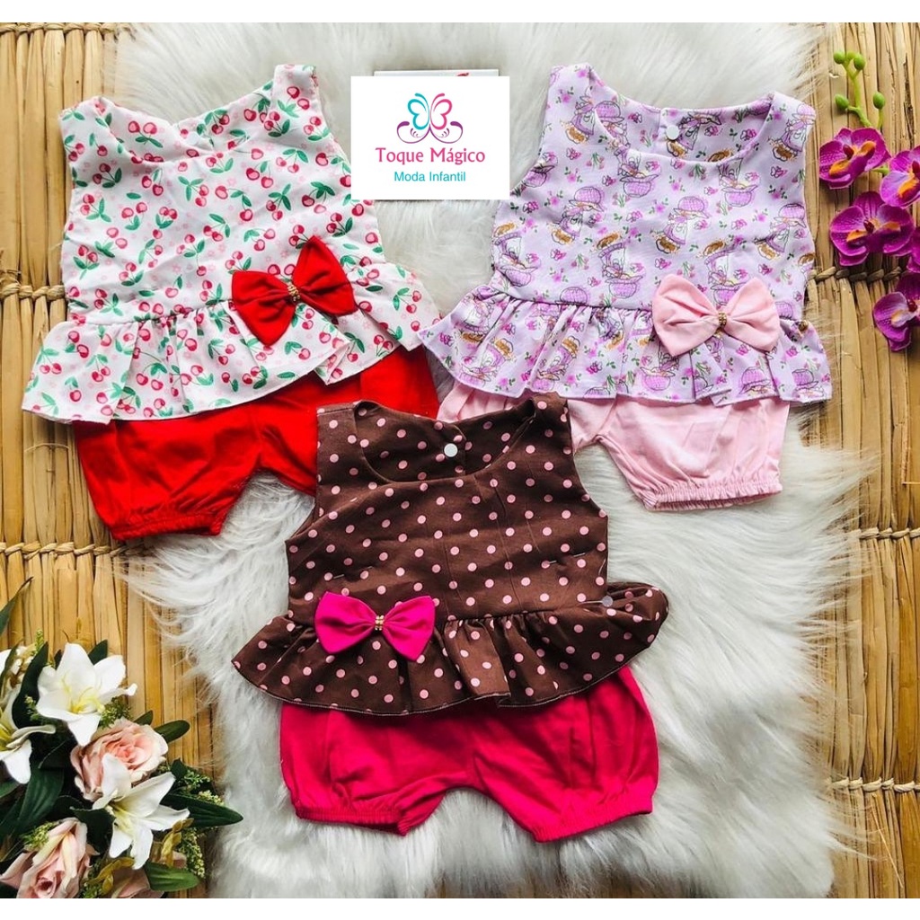 Conjuntinho Bebê Menina. Roupinha Barata Para Enxoval. Blusinha + Short.