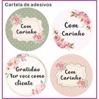 KIT 120 Etiquetas Adesivos SELO Com Carinho Cliente Gratidão 4x4 em Oferta na Shopee