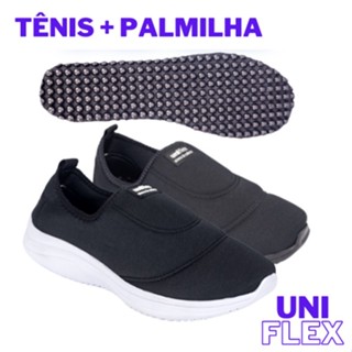 Kit Tênis Calce Fácil Uniflex Macio Confortável + Palmilha Massageadora Ortopédico Para Esporão e Fascite Plantar Envio Imediato