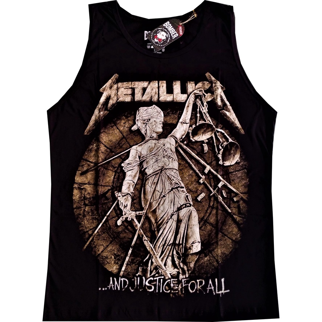 Camiseta regata metallica and justice for all faz a boa 