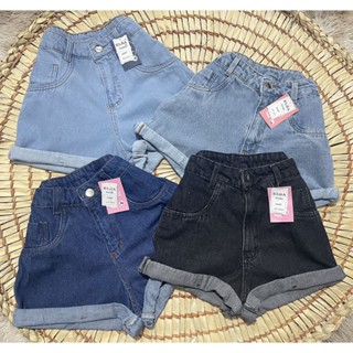 Shorts jeans mom cintura alta/shorts feminina lisa sem Lycra