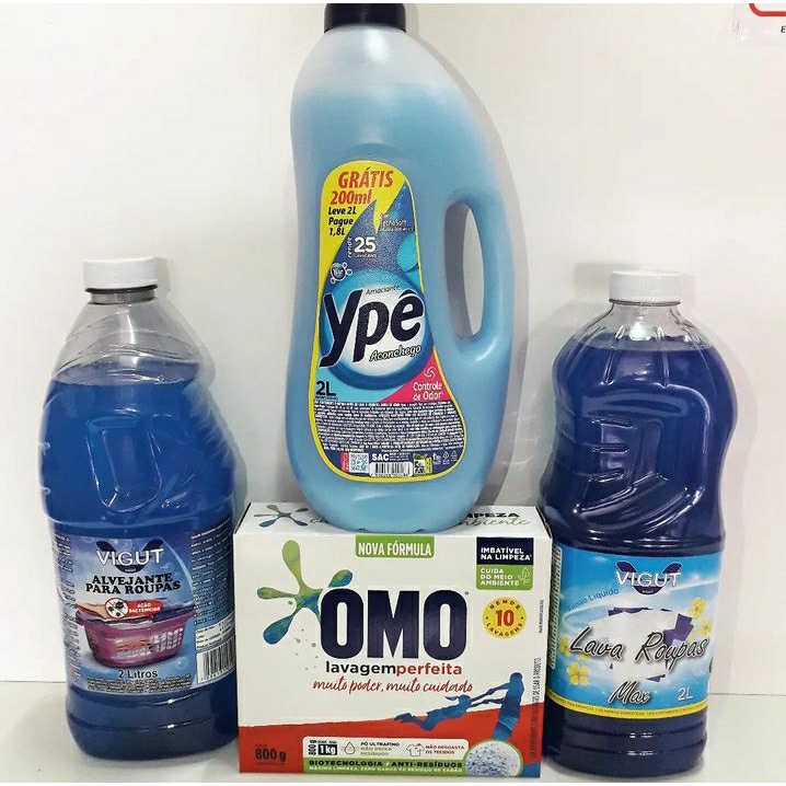 Kit Lavanderia 01 Sabão em Pó Omo 800g Amaciante Ype Sabão Liquido Max Alvejante Sem Cloro — R$ 59,60 em Shopee