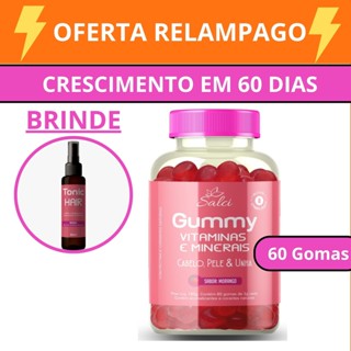 Crescimento Capilar, Unha e Pele Gummy Vitaminas & Minerais 60 gomas - Tratamento para 60 dias Cuidado com cabelos, pele e unha Original Salci