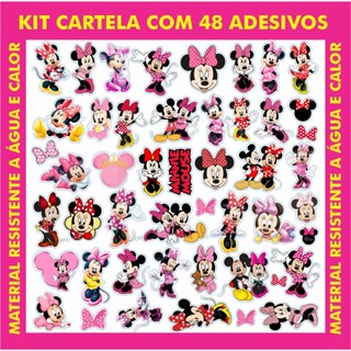 Kit Cartela de Adesivos Tema Minnie Mouse c/ 48 Adesivos / Adesivos para Bike, Carro, Moto, Capacete e muito mais em Oferta na Shopee